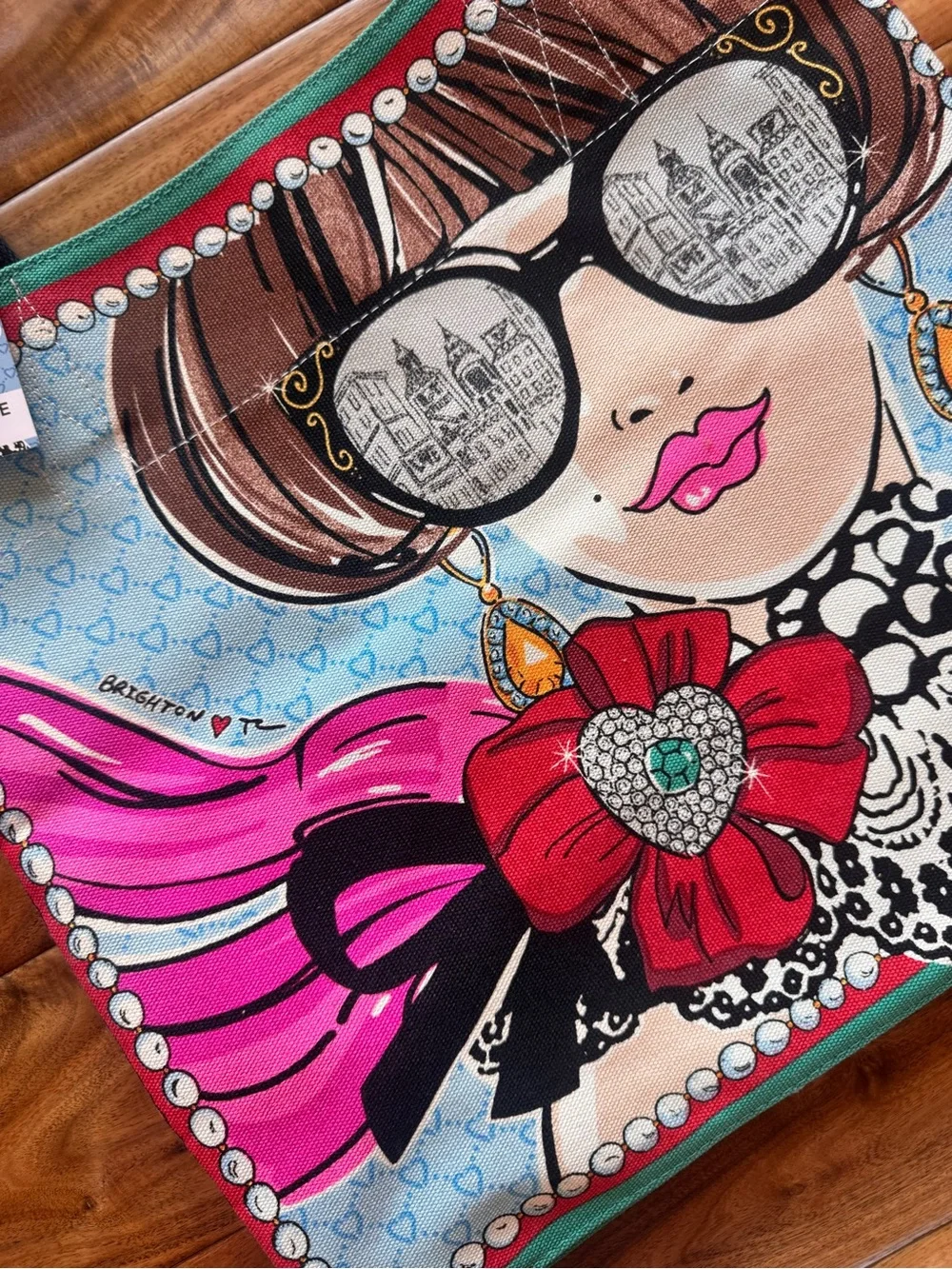 NWT Brighton Pink & Blue 'Sparkle and Shine' Illustrated Tote